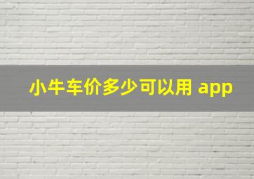 小牛车价多少可以用 app